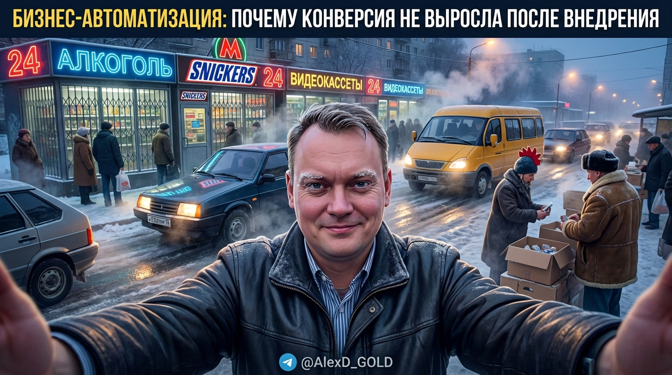 График демонстрирует стагнацию или минимальный рост конверсии после внедрения бизнес-автоматизации.