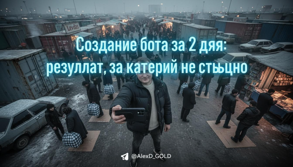 Молодой разработчик с улыбкой демонстрирует готового бота, созданного всего за два дня, подчеркивая быструю и качественную разработку.