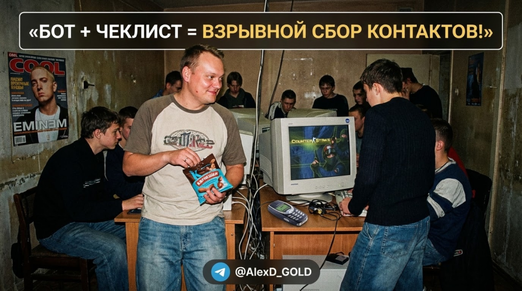 Интерфейс чат-бота, который предлагает интерактивный чеклист для получения лид-магнита и сбора контактов.