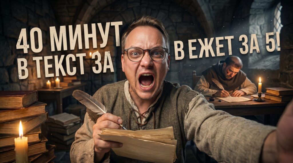 Иллюстрация процесса быстрой расшифровки 40 минут голосовых сообщений в текстовое техническое задание за 5 минут