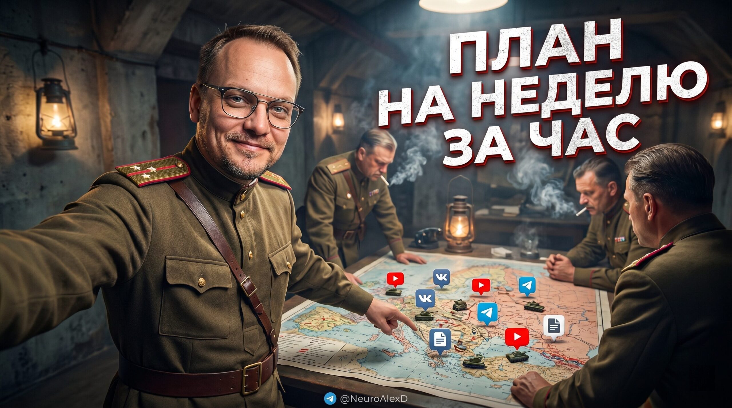 Иллюстрация нейросети, которая автоматически генерирует контент-план и стратегию на неделю
