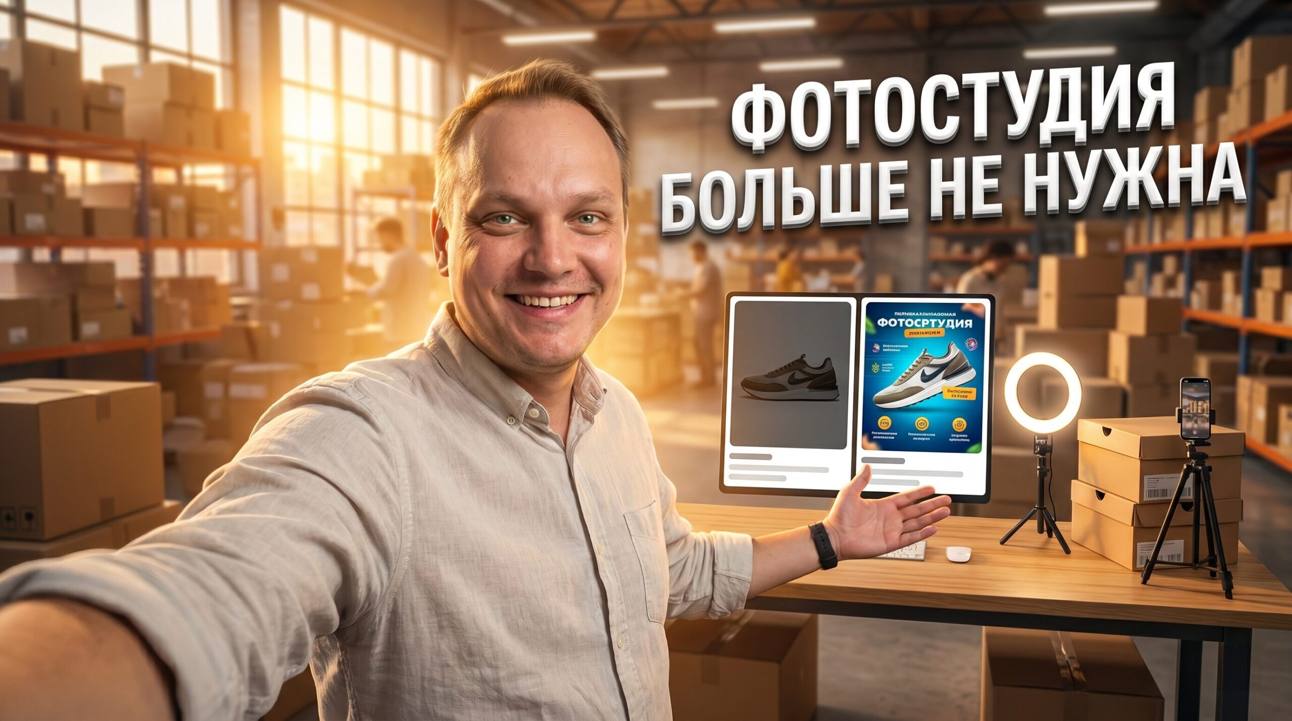 Процесс создания карточки товара для Ozon с помощью генератора инфографики вместо фотостудии
