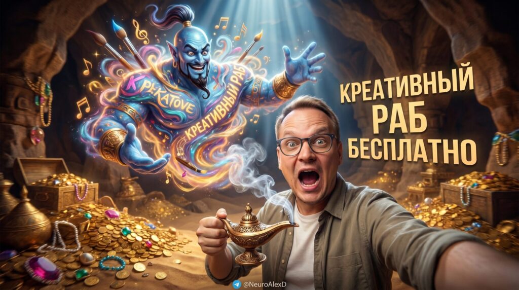 Иллюстрация работы LLM-ассистента и креативных инструментов для создания контента
