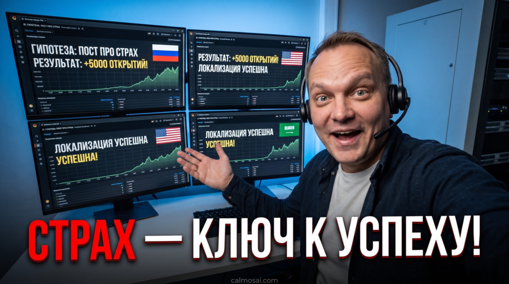 Скриншот поста о страхе с 5000 открытий