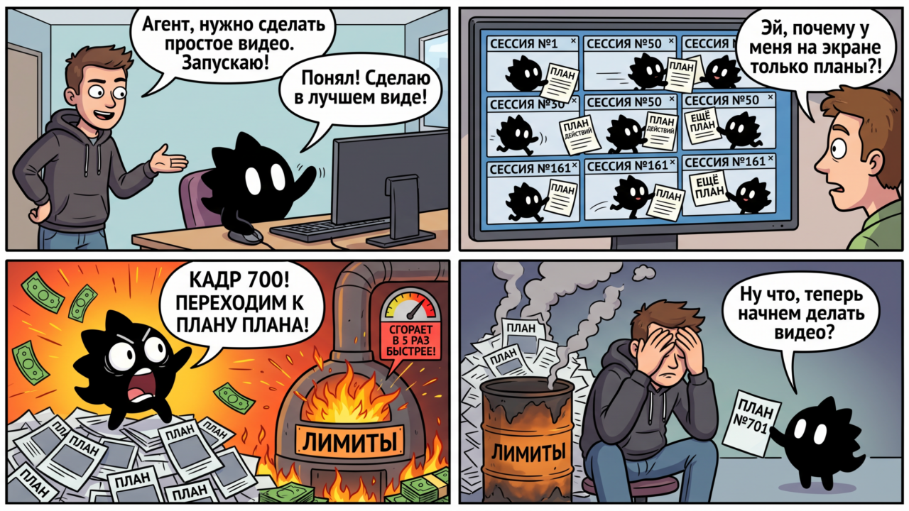 Иллюстрация к разбору истории о том, как Claude Code составил план на 161 сессию Codex для отрисовки 700 кадров анимации