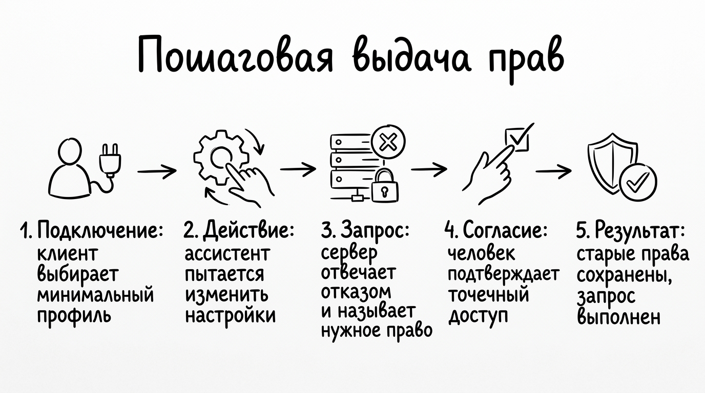 cloudflare-mcp-step-up-prava-inline-01 Cloudflare MCP: агент запросит права ПО ХОДУ задачи — но в веб-интерфейсе вызов молча сломается