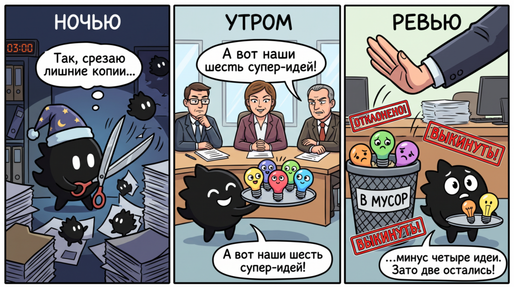 Инженер разбирает предложенные ночным агентом правки в кодовой базе библиотеки