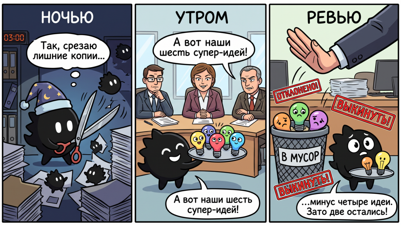 Инженер разбирает предложенные ночным агентом правки в кодовой базе библиотеки